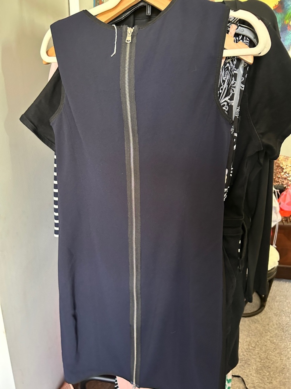 Kaufmanfranco KF Collective Navy Scuba Zip Detail Sheath Dress Size 10 - Picture 5 of 9
